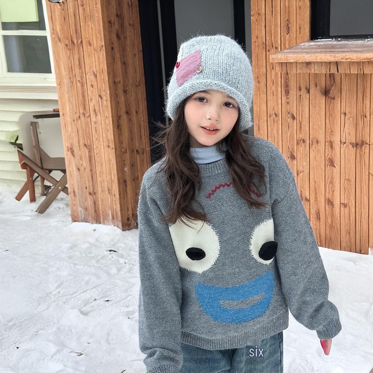 

Yuchen Girls Cute Casual Sweater - 2025 Winter Collection Size 140 сірий колір