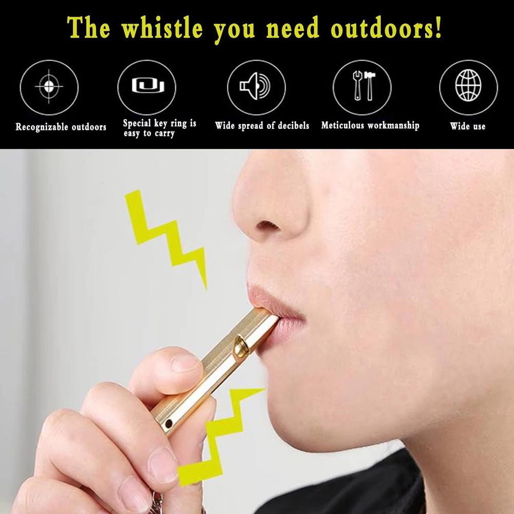 Breloczek z gwizdkiem alarmowym ze stopu aluminium, dwuotworowy, wysoki, czysty dźwięk, gwizdek na kemping, wędrówki, polowanie, sporty na świeżym powietrzu