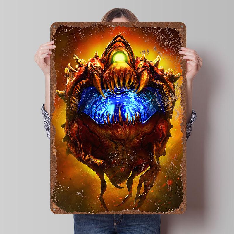 DoomS Tinplate Posters Custom Wall Art Vintage Metal Signs Retro Tin Plaque for Bedroom Decoration Gaming Home Decor Accessories