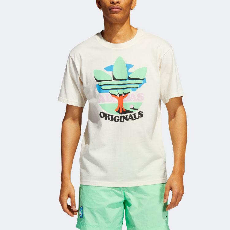 Adidas Originals Trefoil Cartoon Letter Print Casual Sport Short Sleeve T-Shirt Men Tops White HI2961
