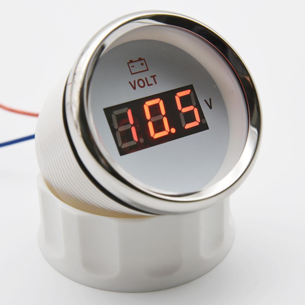 52MM Gauge Voltmeter 8-32V  Marine Volt Meter Auto Voltmeter Universal Voltage Boat Automobile With Red Backlight 12V 24V