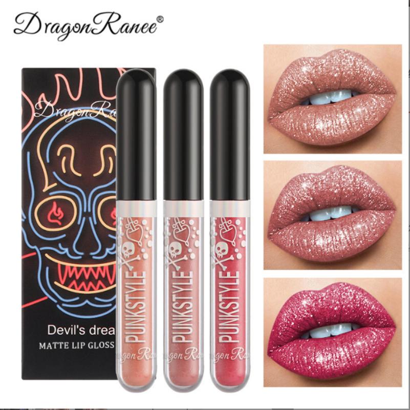 Halloween Lipstick Set 4 Colors Smakup Non-fading Lip Gloss Lip Makeup Matte Lipstick Shiny Lipstick Sparkling Black Lipstick Purple Lipstick