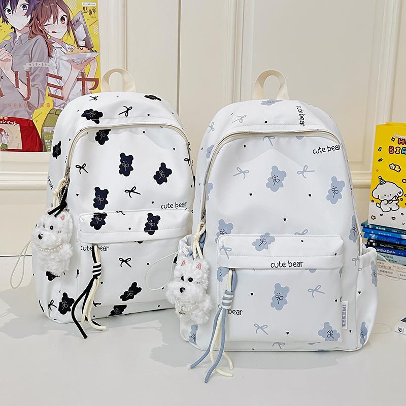 Schoolbag Japanese ins Girl Cute Bear Backpack High School Student Simple Travel Backpack Female School Bag Junior High School Student