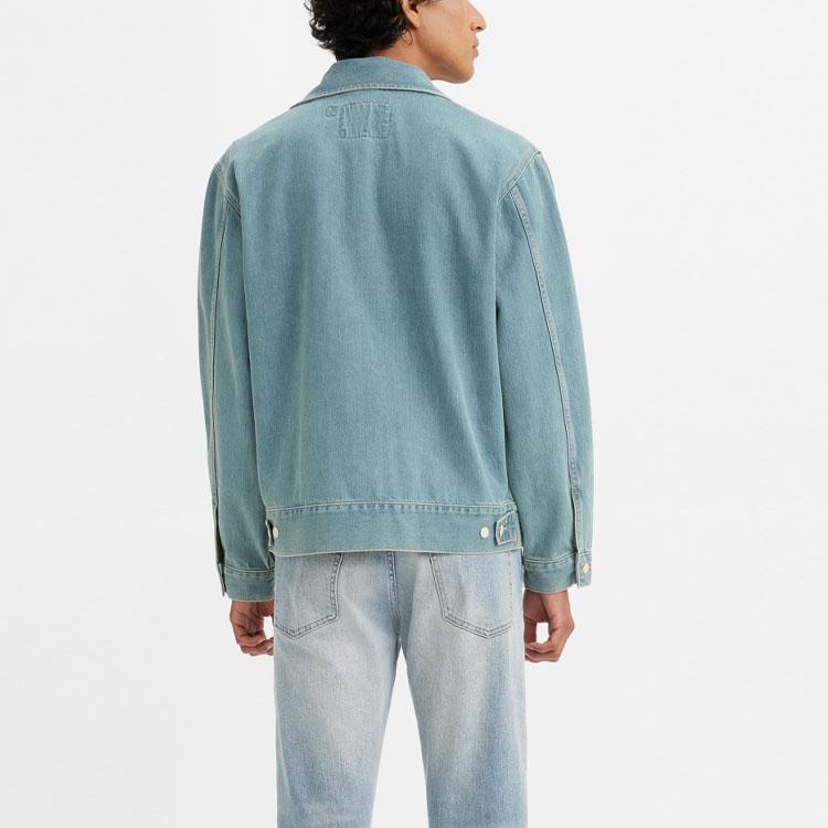 Levis SS23 Midnight Blue Label Series Solid Color Truck Driver Denim Jacket Men Jacket A2195-0004