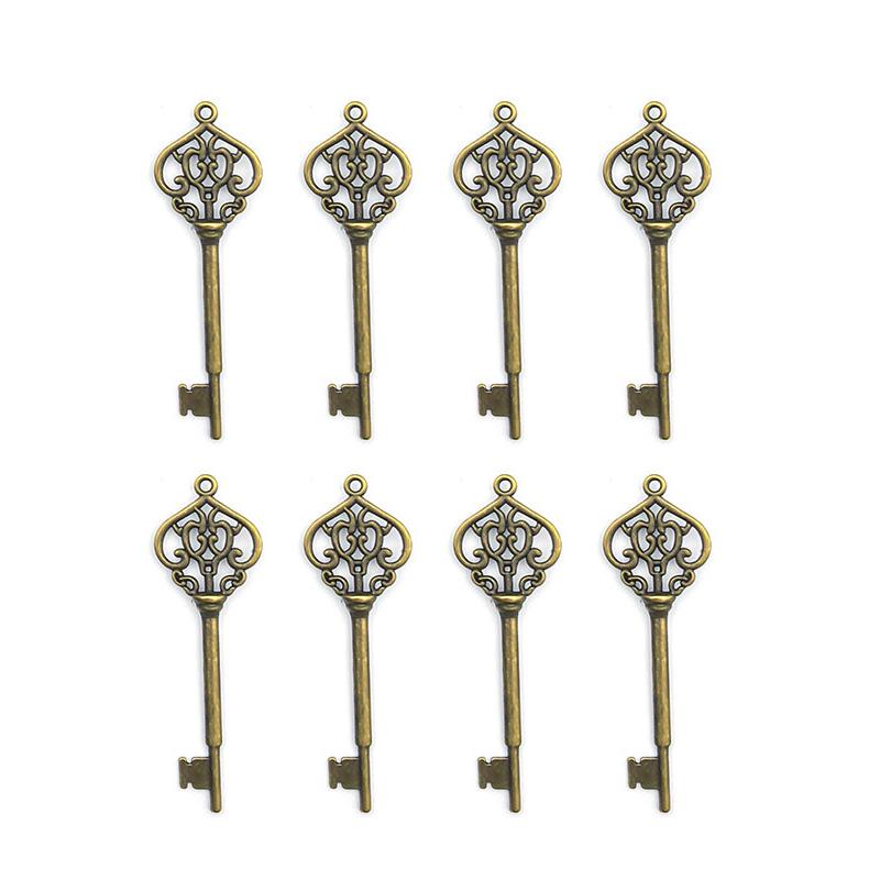 30Pcs/Set Key Shape DIY Skeleton Antique Silver Alloys Vintage Antique Bronze Plated Santa Keys Pendants