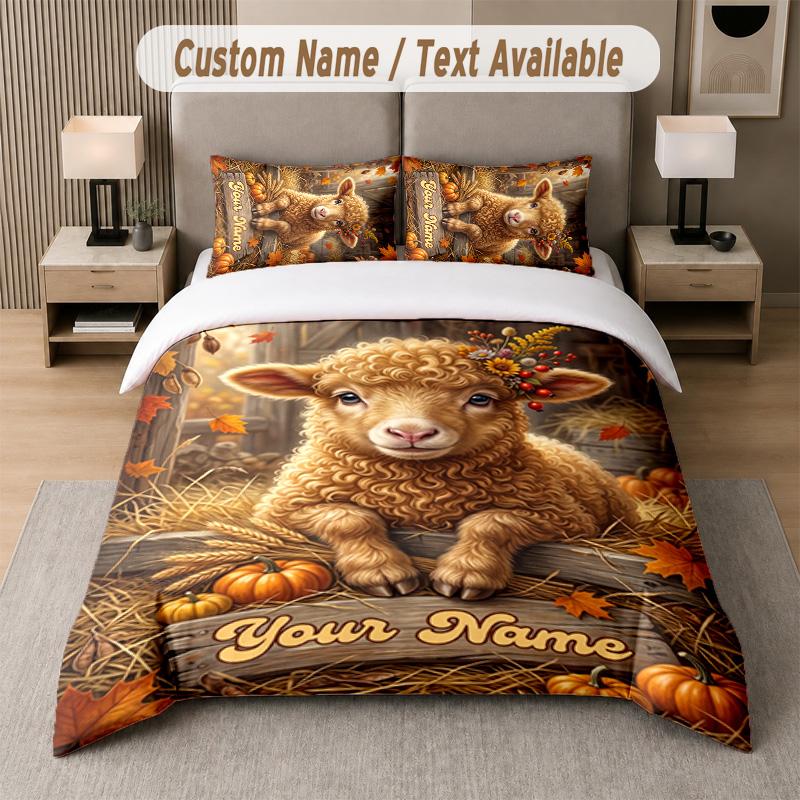 Halloween Theme Custom Text Or Name 3Pcs Bedding Set 1 Flat Sheet & 2 Pillowcases Personalized Home Bedding