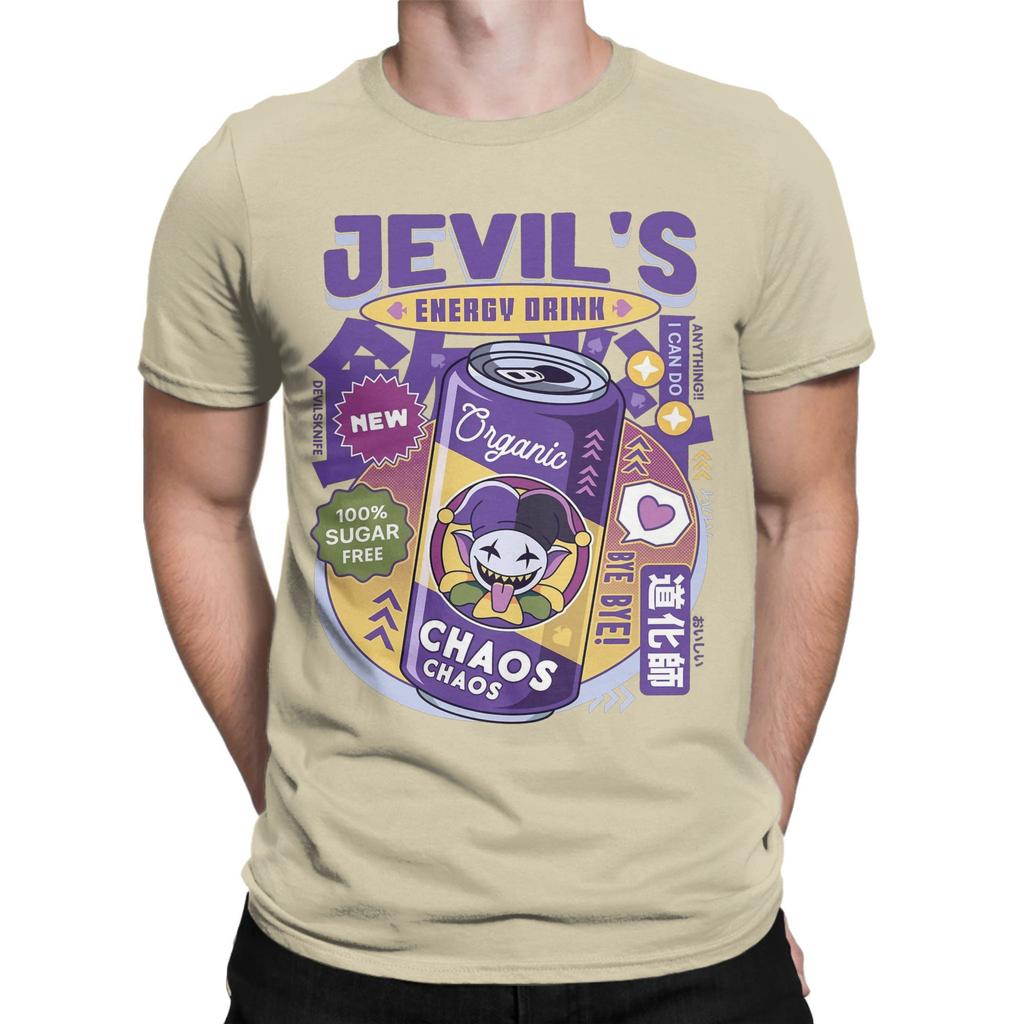 Jevil Energy Drink Deltarune T Shirt Beach  Leisure TShirts Mens Cotton O Neck Plus Size Tees ShortSleeve Streetwear Tshirt