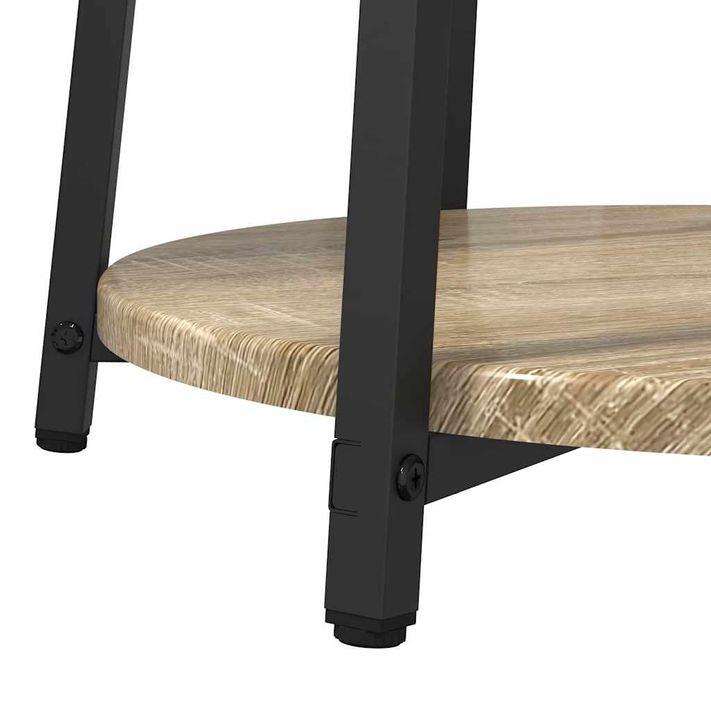 Side Table Set with Shelf 2 Pcs Sonoma Oak and Black Brown