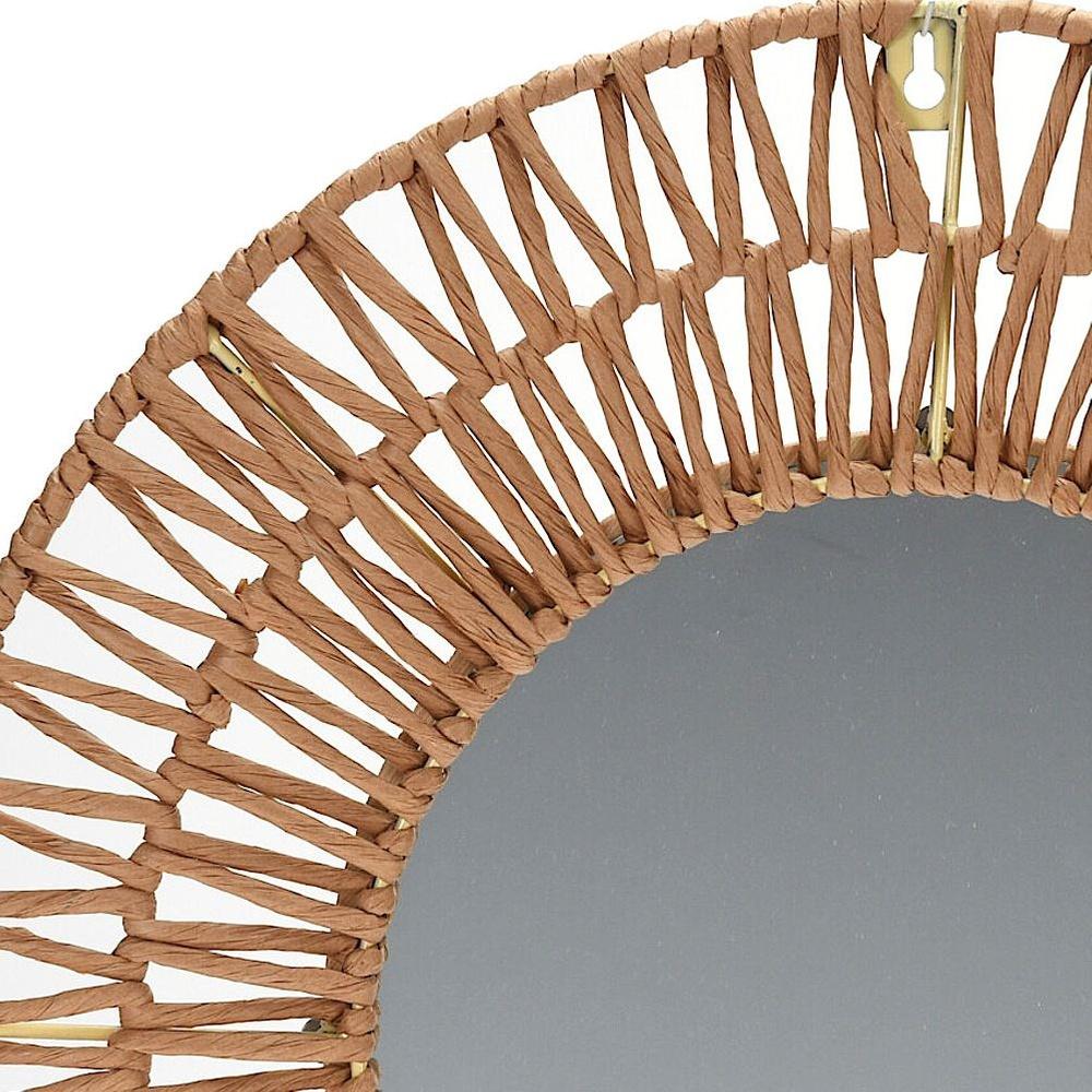 Lustro Ścienne Wiszące Okrągłe Koło Plecione Ozdobne Dekoracyjne Boho 45 Cm