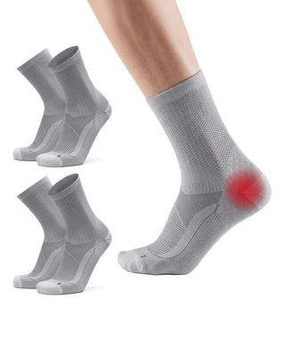 [DANISH ENDURANCE] 2 Pairs Plantar Fasciitis Support Socks, Arch Support, Compression, Light Grey, Sizes 39-42