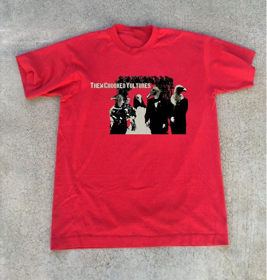 Them Crooked Vultures Band Poster Short Sleeve Cotton Unisex Tee Shirt Red UU303 Unisex T-Shirt S