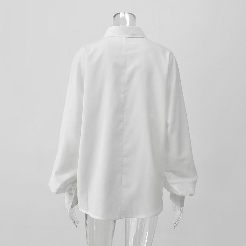 Blusa da Donna Vintage Elegante con Maniche a Bolle e Scollo a V Top Casual per il Lavoro