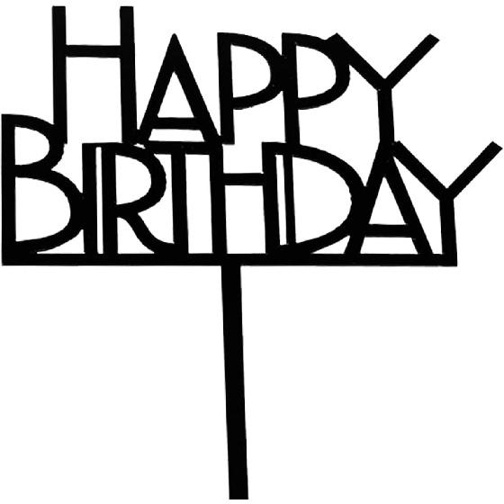 Happy Birthday Cake Topper Birthday cake Topper Decoration Supplies (Black A) Black A