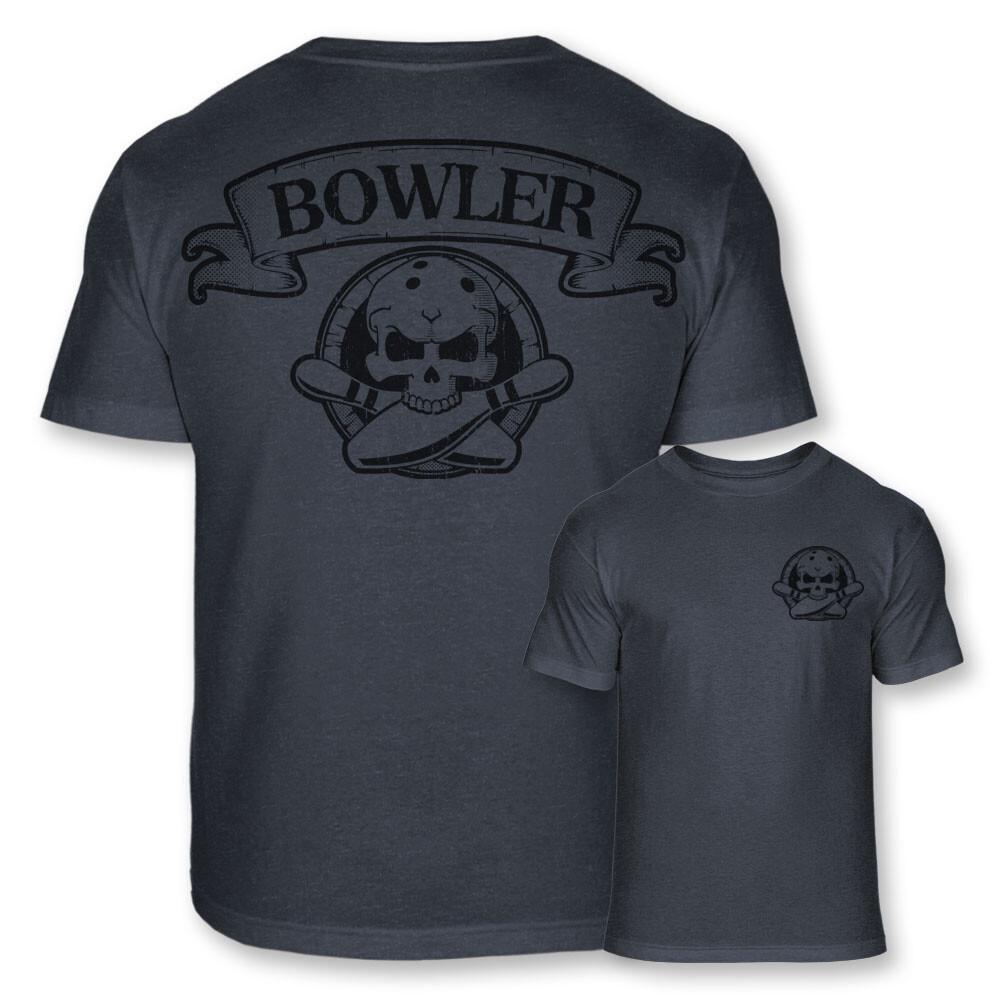 Bowler Skull Crossbones T-Shirt - Bowling Ball Pins Skull Soft Blend Tee - A118 S разноцветный