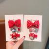 Children's Cartoon Hair Clip Set: Cute Bow and Red Decorative Clips for New Year