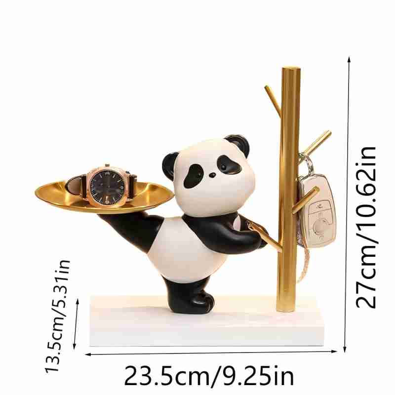 One Piece Panda Tray Key Storage Ornament, Resin Panda Sculpture Jewelry Rack, Home Desk Decor.