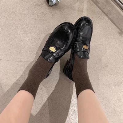 [sheii Su Yinyin] Loafer mit flachem Boden~ Pferdeleder Retro poliert kleine Goldmünzen Loafer Einzelne Schuhe Damen kleine Lederschuhe