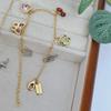 Set Collana Bracciale Smaltato Affascinante Cartone Animato Ciliegia & Dinosauro Amore