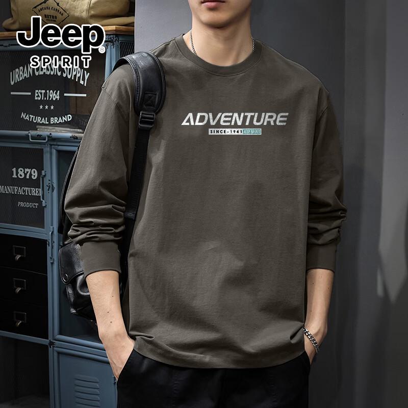 JEEP SPIRIT Men s Loose Fit Cotton Long Sleeve T-Shirt with Logo M