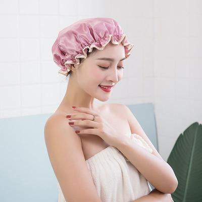 Wasserdichte doppellagige PEVA-Duschhaube für Damen