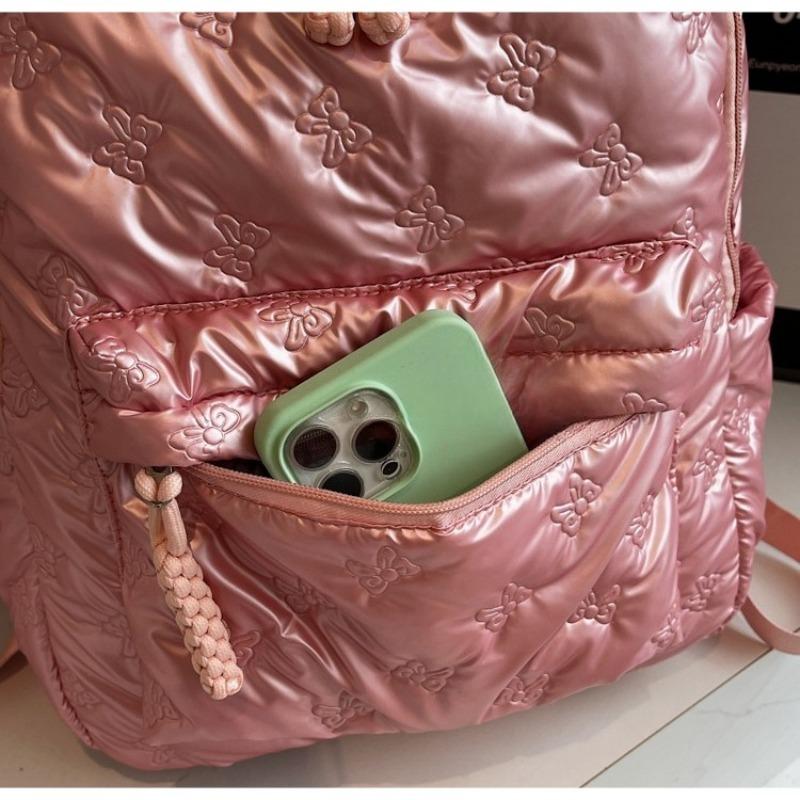 Quilted Backpack Casual Lightweight Daily Use Backpack for Women Fashion Quilted Design Ideal for School Commute Travel and Everyday Outings