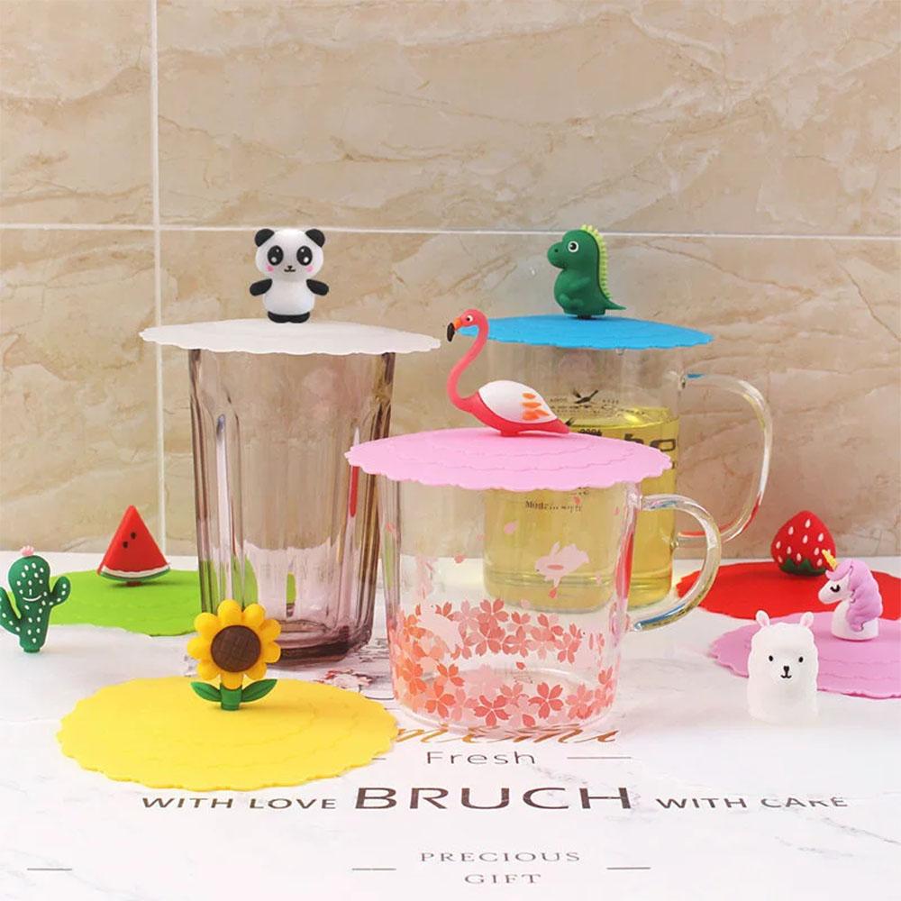 6PCS Cute Silicone Cup Cover - Suction Seal Lid for Coffee Mug