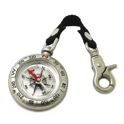 Zincs Alloy Pocket Compasses with Lanyard Keychain Portable Camping Compasses Keychain Navigation Tool Bag Decorations