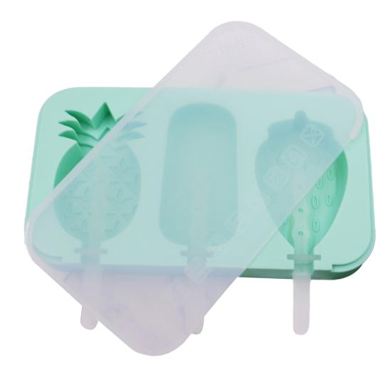 

Silicone Ice Cream Mold 3 Cavities Easy Release Dinosaur Car Pineapple Ice Lolly Mold DIY Summer Freezer Ice Stick Container Kitchen Supplies G