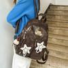 Vintage College Rucksack Bestickter Rucksack Große Kapazität Studenten Schultasche
