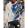 Vintage T-Shirt Animal Print Long Sleeve Tee Hunting Round Neck Shirt Fashion Spring Autumn Pullover Top Casual T Shirts for Man