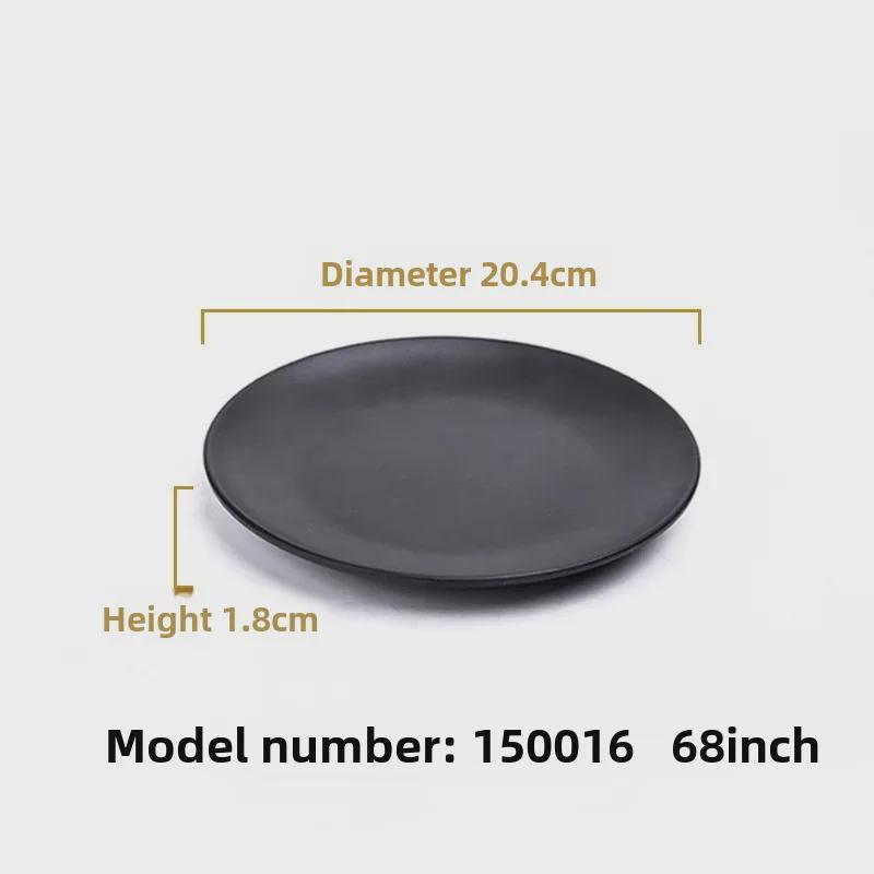 Melamine Black Tableware: Imitation Porcelain Plate for Cold Dishes, BBQ, Hot Pot, and Commercial Use.