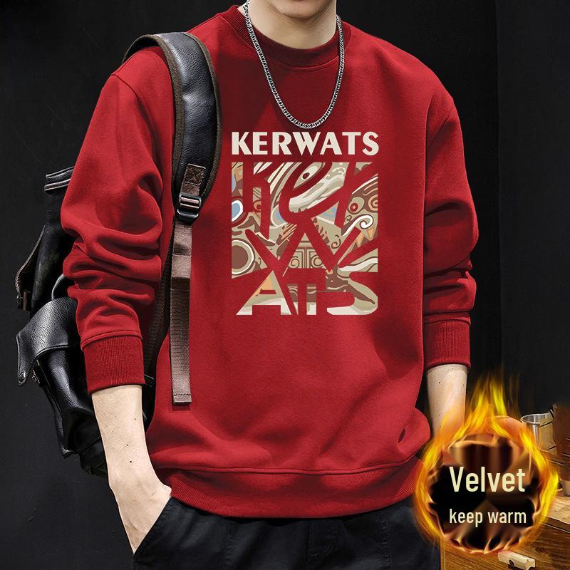 Men's American-Style Round Neck Sweatshirt, Loose Fit, Heavyweight Long Sleeve for Spring and Autumn, Trendy High-Quality Jacket