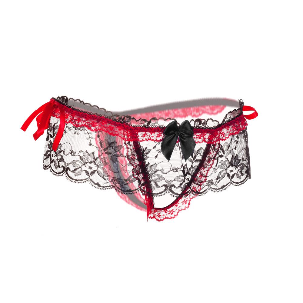 Women's Sexy Lace Panties High-Crotch Transparent Floral Briefs Underwear