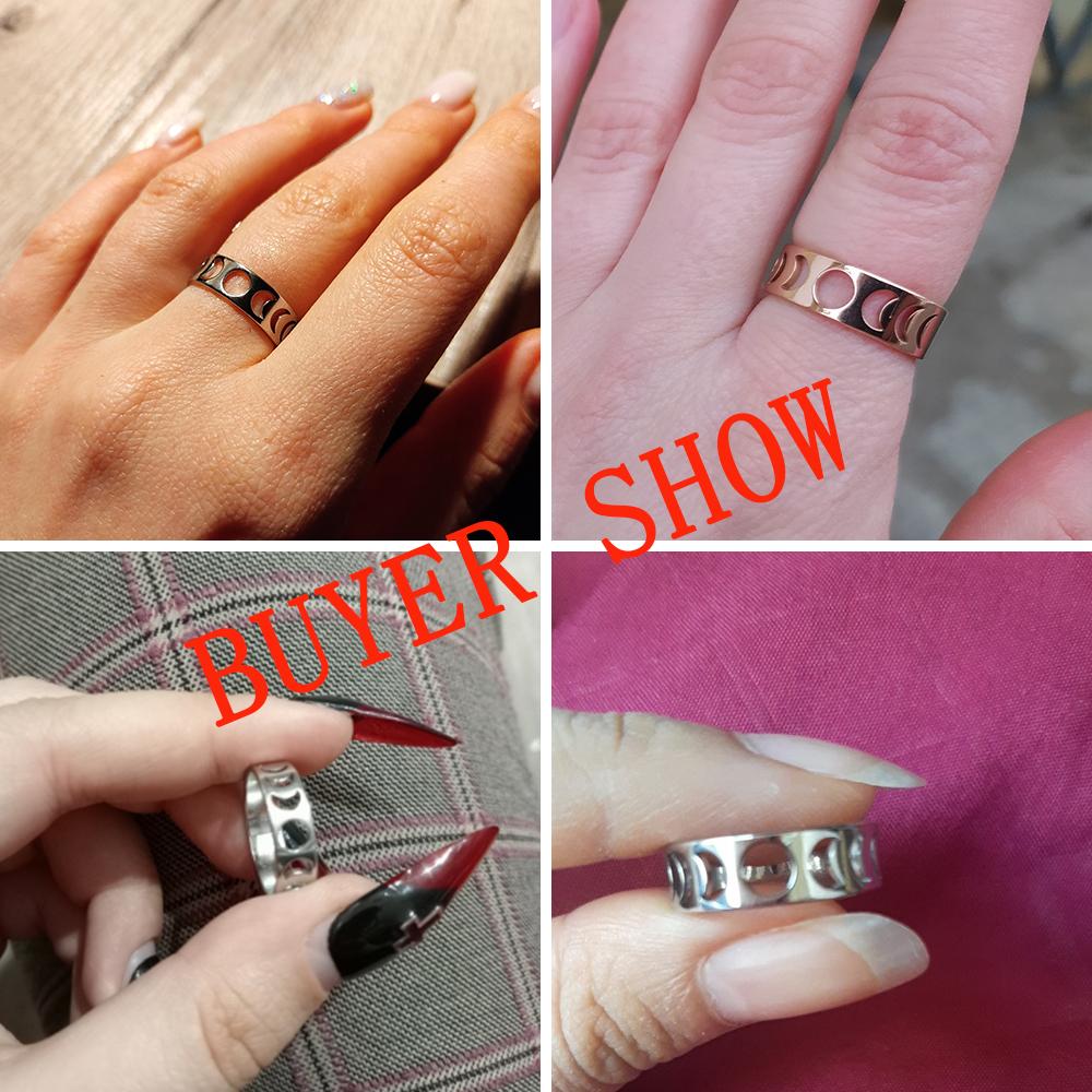 Teamer Moon Ring for Women Full Crescent Moon Stainless Steel Finger Rings Vintage Wedding Band Astronomy Golden Jewelry Gift