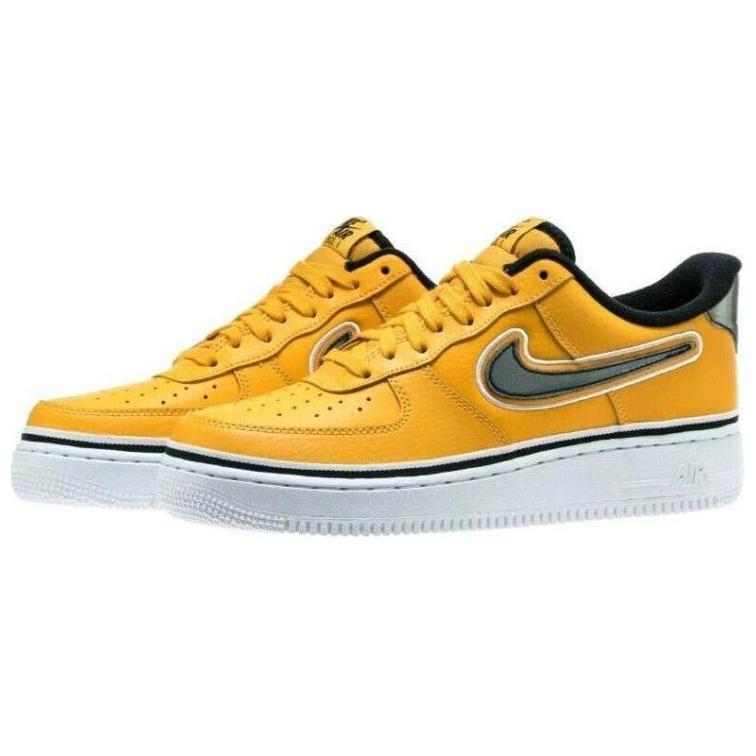 NBA X Nike Air Force 1 Low LV8 GS University Gold Kids Sneakers White-Black BV1248-700