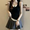 Large size fake two-piece suspender slim-fit foreign style vest for women's summer new models with base and hot top outside