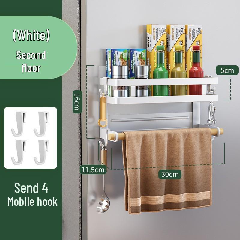 Magnetic Refrigerator Side Rack & Kitchen Paper Towel Holder with Cling Film Storage