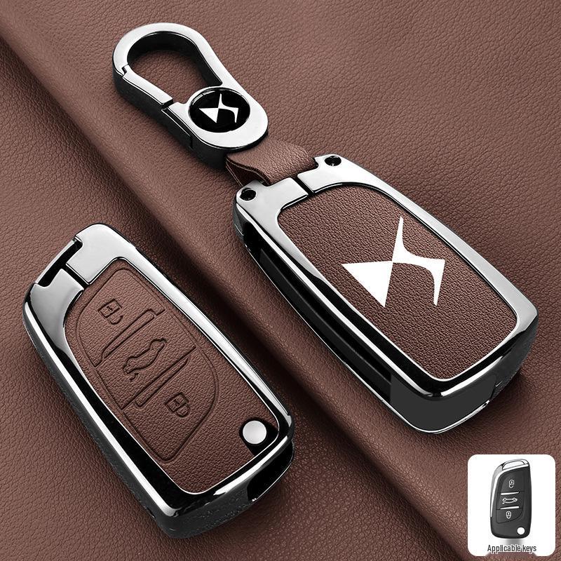 Custodia Chiavi DS7: Guscio Metallico DS4S con Fibbia e Catena per Telecomando Auto Intelligente DS5/DS6