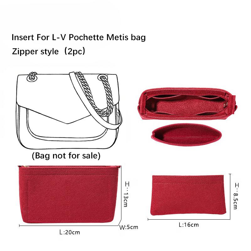 EverToner Durable Storage Bags Insert Portable For L Po-hette Metis Organizer Felt Multi-Pocket Travel Bags Felt Organizer Bag