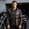 Mens Slim Fit Stand Collar PU Leather Motorcycle Jacket Winter Casual Outerwear
