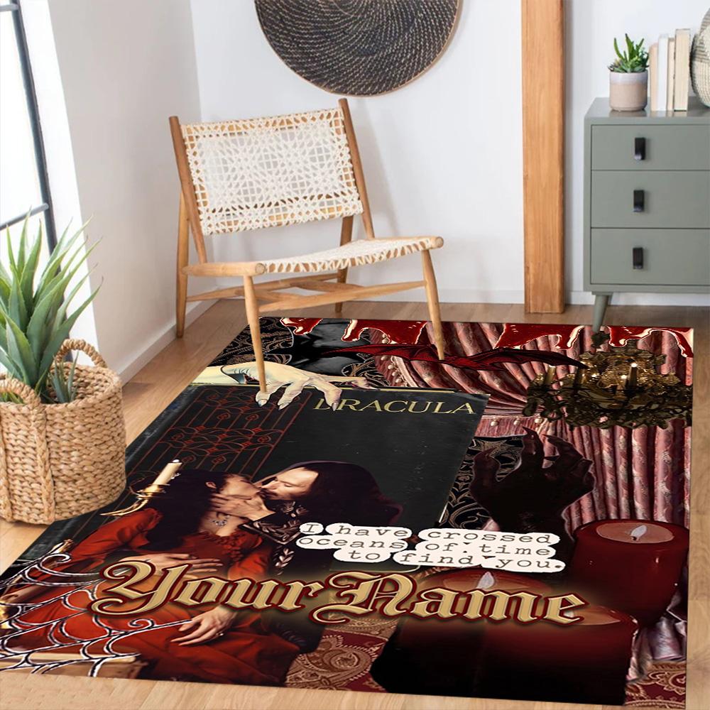 Gothic Illustrations Customize Text Area Rug Suitable for Dining Room Living Rooms Kitchen Playrooms Antislip Carpet Decorate Offices