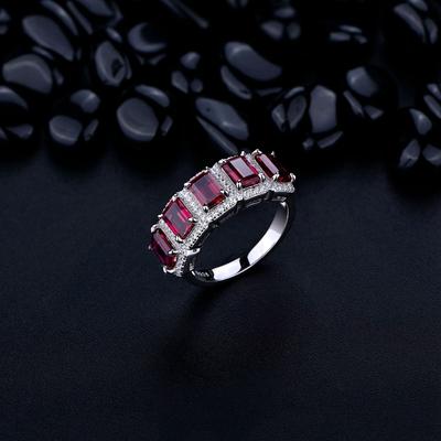 Mode Luxus 4*6MM Rubin High Carbon Diamant Ring für Frauen Verlobung Jahrestag Geschenk 925 Sterling Silber schmuck