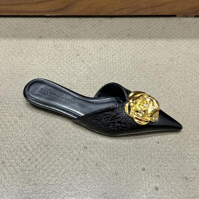 Scarpe Piatte da Donna con Fiori Pantofole Punta Appuntita Mules Eleganti Sandali Slingback alla Moda Estate 2026 Nuove Infradito di Lusso Mujer Slides