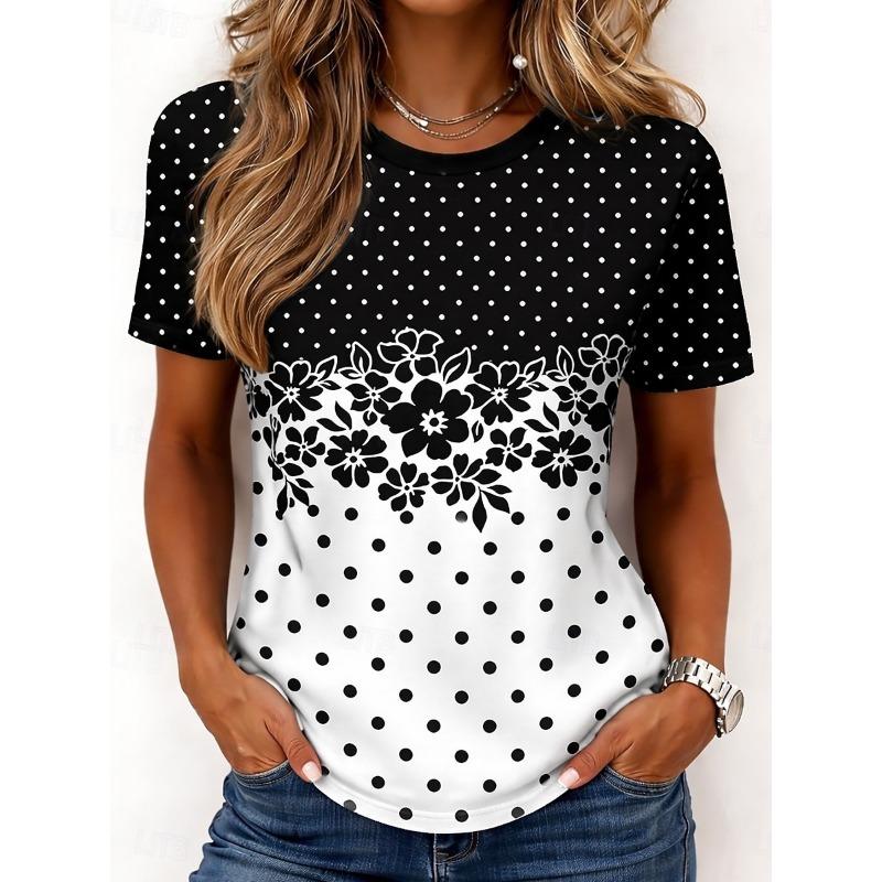 Women's T Shirt Print Floral Graphic Plants Bohemia Hawaiian Stylish Short Sleeve Crew Neck Long Tops Summer