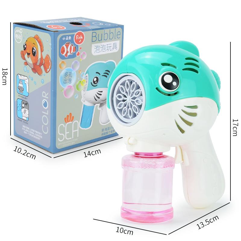 Children'S Cartoon Electric Bubble Blowing Light Clown Fish Bubble, Summer Outdoor Outing Bubble Machine Toy