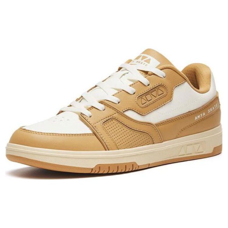 Anta Aoyou Non-Slip Shock Absorbing Wear-Resistant Low-Top Skate Shoes Men Skate Shoes White Brown 112248026-2