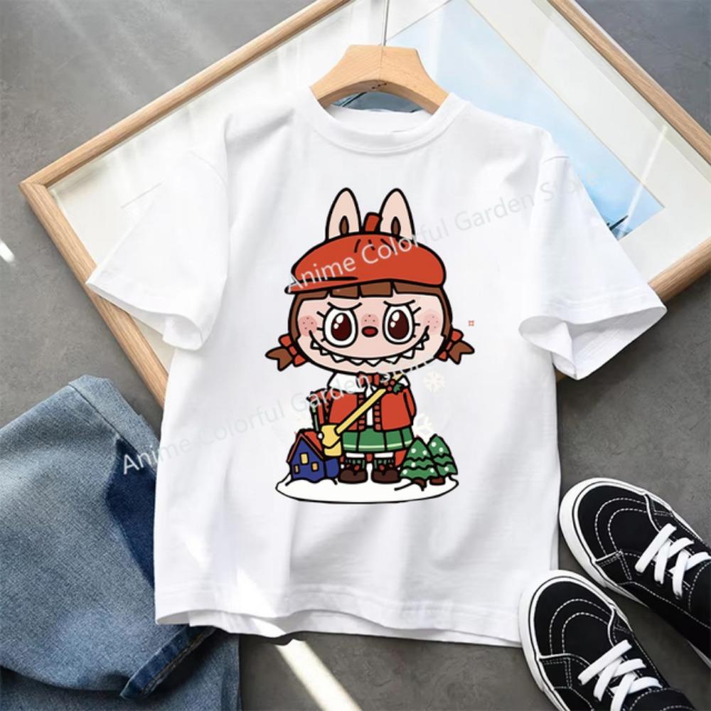 Kids 2-13Y+ T-shirts Children Cartoon Cute Short Sleeved Shirt Boys Girls Summer Travel Fashion Clothing Cotton White Kids Clothes