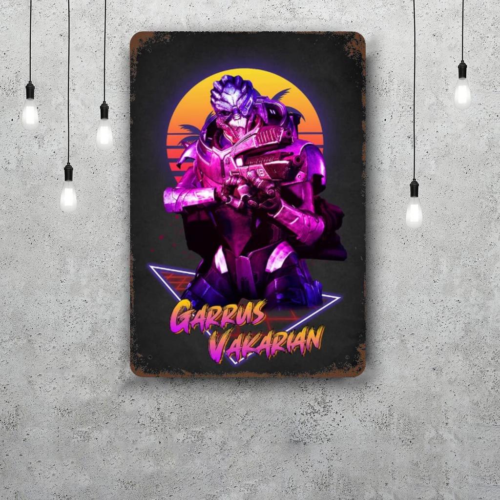 Garrus Close Up Mass Effect Vintage Metal Tin Signs Posters Decor Retro Metal Plaque Wall Art Decor for Garage Bar