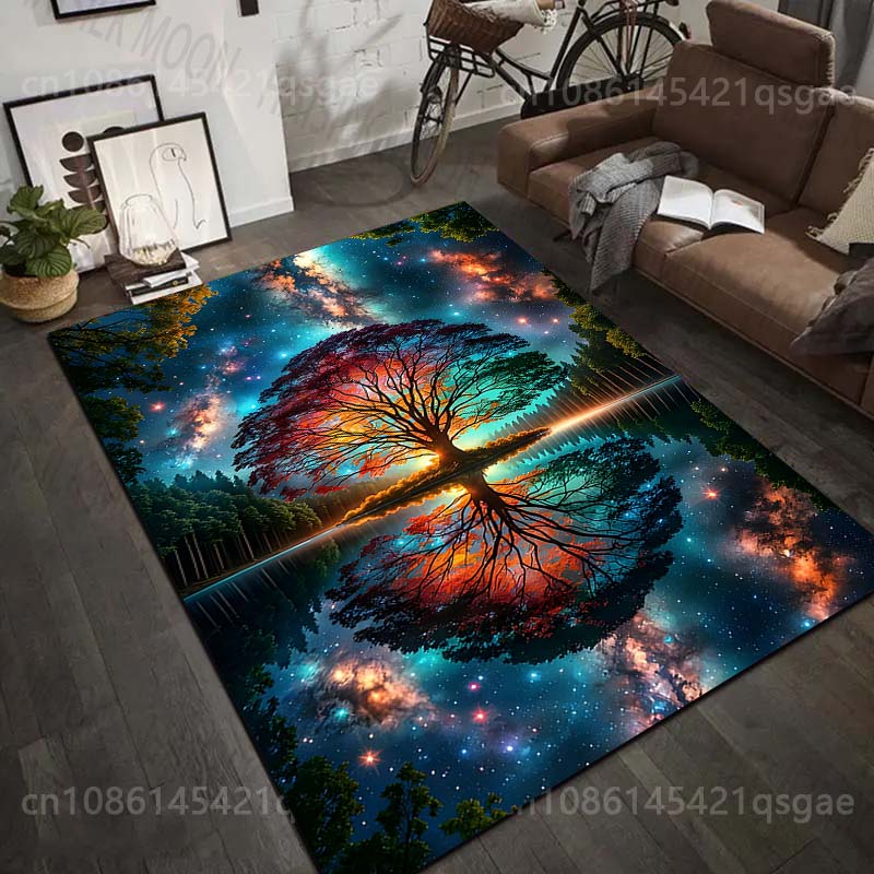 1PC Tree of Life under the Stars Pattern Rug Carpets for Bedroom Living Room Sofa Mat Creative Door Mat Cloakroom Home Decor