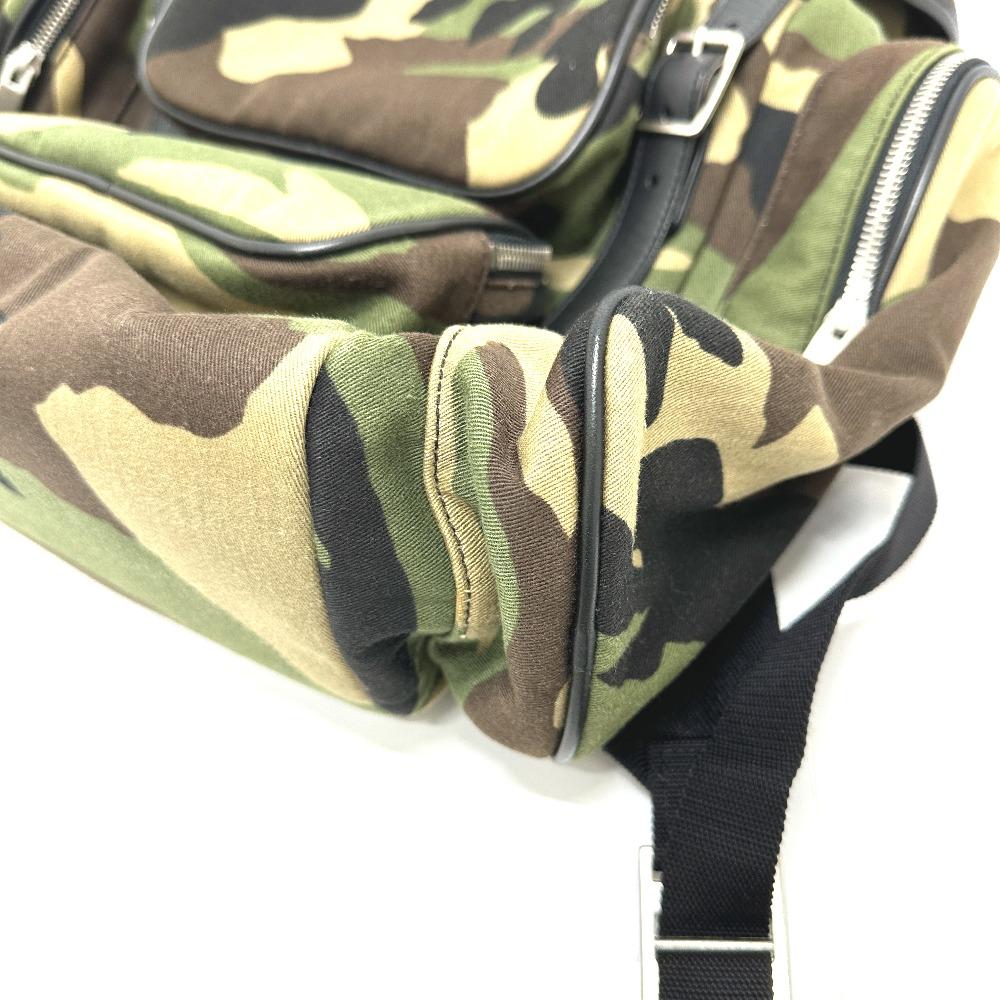 SAINT LAURENT PARIS 437110 Multi-pocket camouflage Backpack Canvas/Leather Green